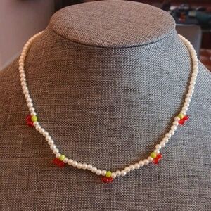 Faux Pearl Cherry Design Necklace for Girl - Pre-loved